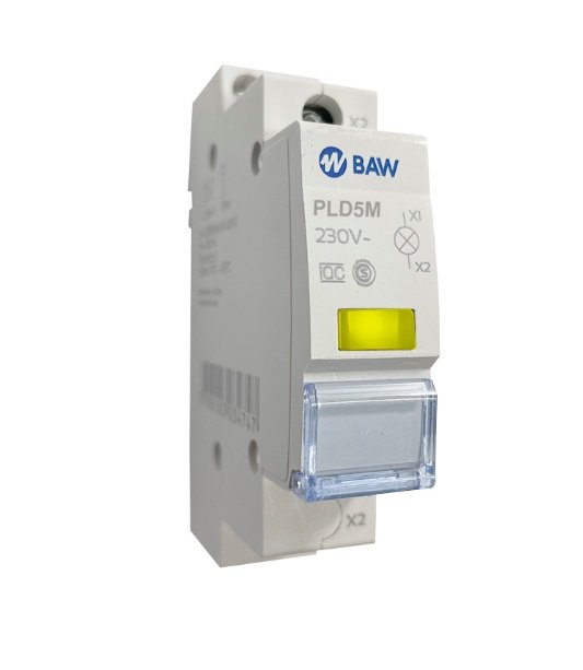 SEÑAL LUMINOSA BAW P/DIN AMARILLO C/LED 220V PLD5M