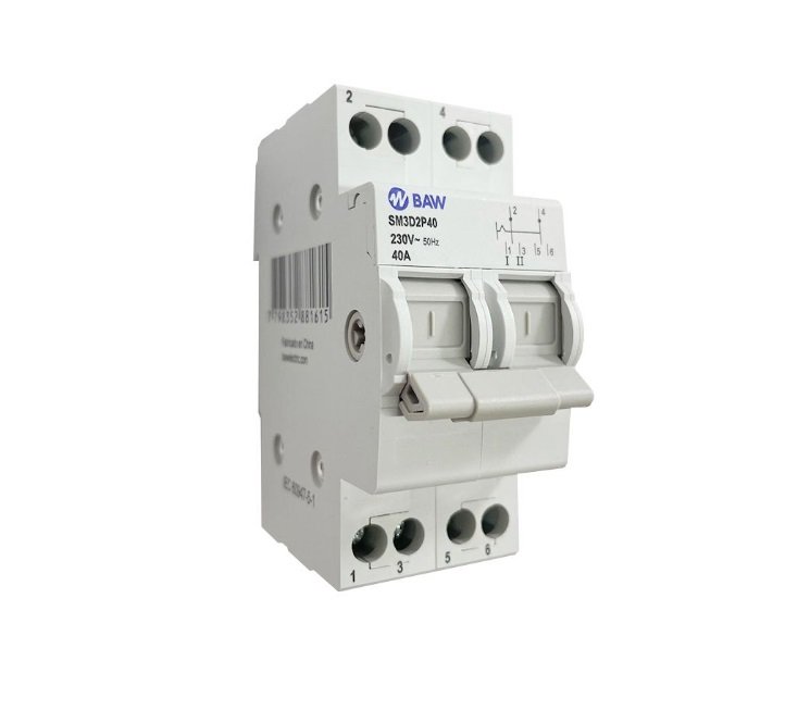 CONMUTADORA MODULAR 1-0-2 2P 40A BAW SM3D2P40