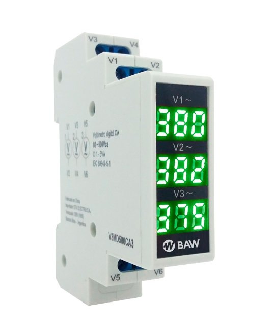 VOLTIMETRO DIGITAL TRIFASICO BAW V3MD500CA3