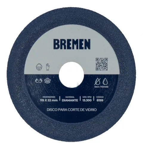 DISCO DIAMANTADO PARA VIDRIO BREMEN 115mm