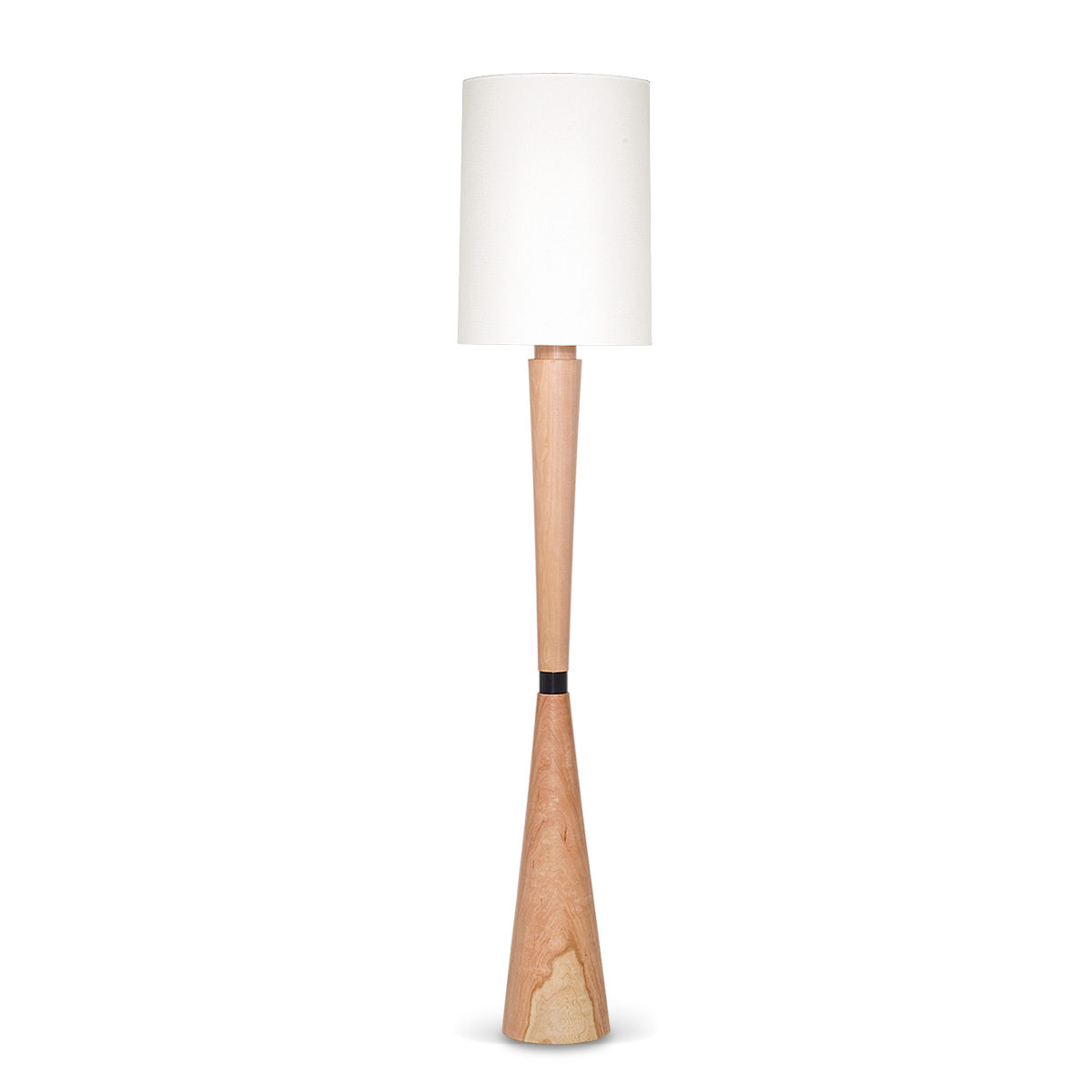 LAMPARA DE PIE CONO NEGRA C/PIE MADERA