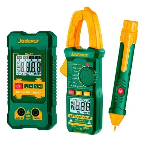 KIT 3 PIEZAS DE PRUEBA JADEVER - DETECTOR+TESTER+PINZA AMPER
