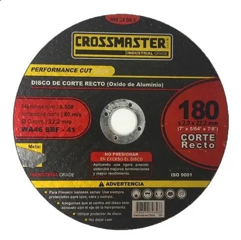 DISCO CORTE O/A 180x2,0x22,2mm RECT