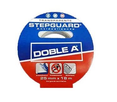 CINTA DOBLE A ANTIDESLIZANTE TRANSP 25MM X METRO (ROLLO 18M)