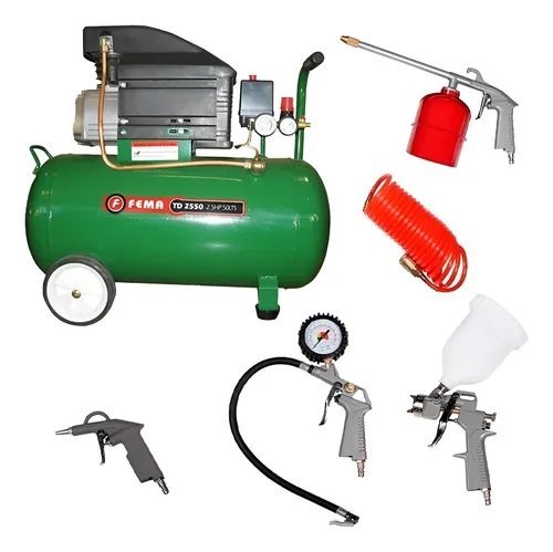 COMPRESOR FEMA 50 LTS 2 HP 220V + KIT 5 PZS