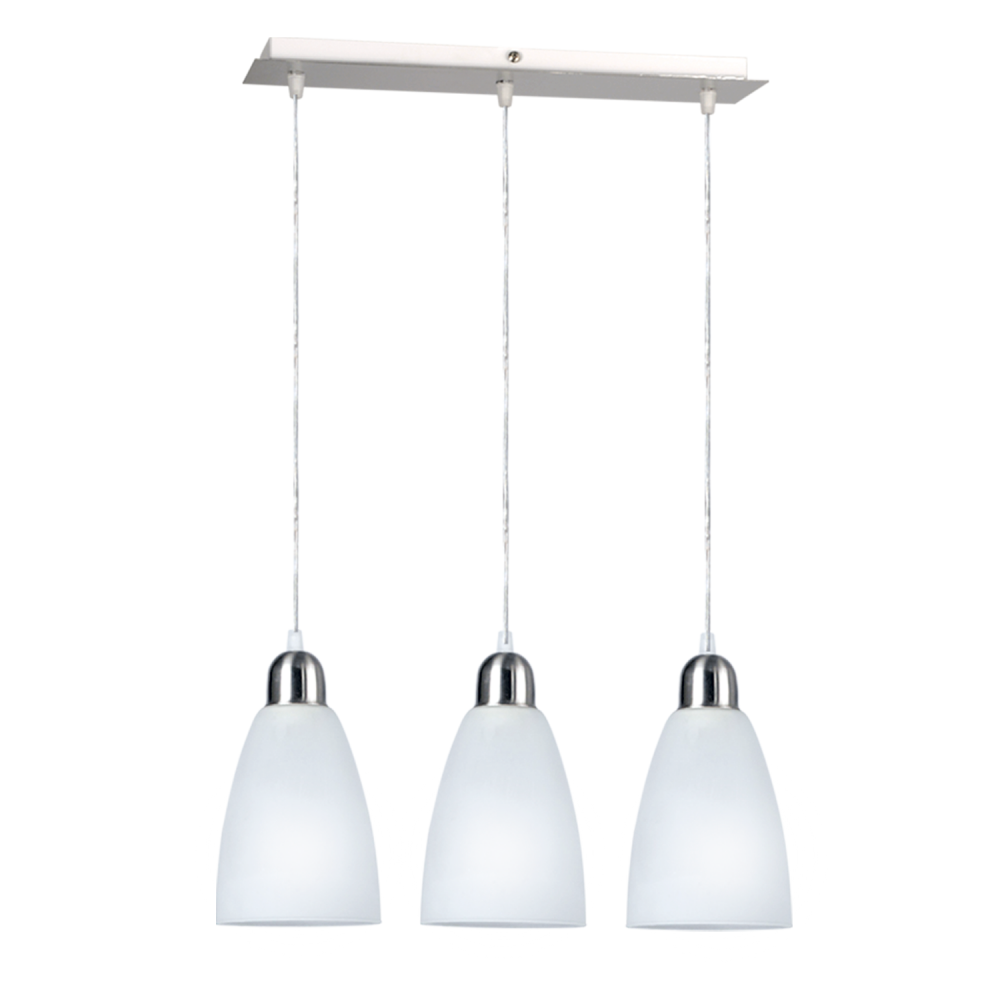 COLGANTE ACERO 3 LUCES C/TULIPA CONO CILINDRO C-340