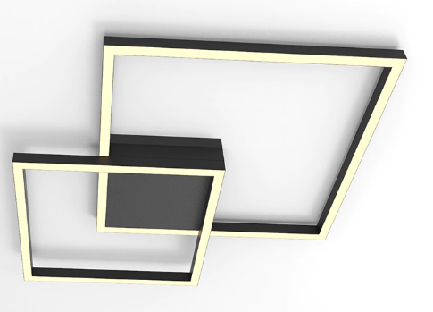 PLAFON LAZO 45X45+35X35 CALIDO 3000K 60W NEGRO