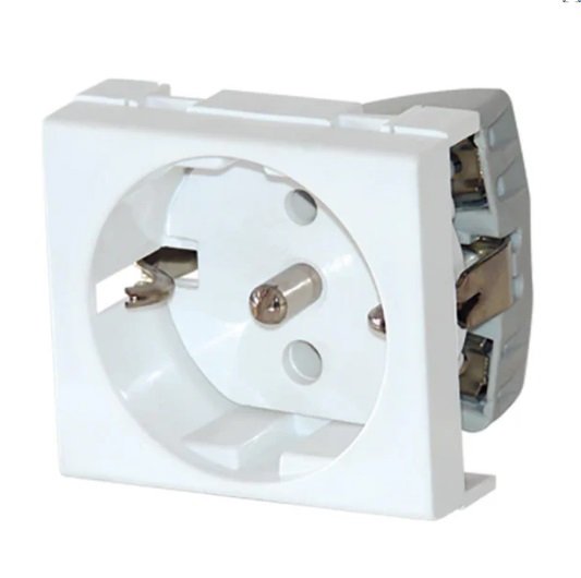 TOMACORRIENTE BIPOLAR+TIERRA PERNO CENTRAL SCHUKO BLANCO JL