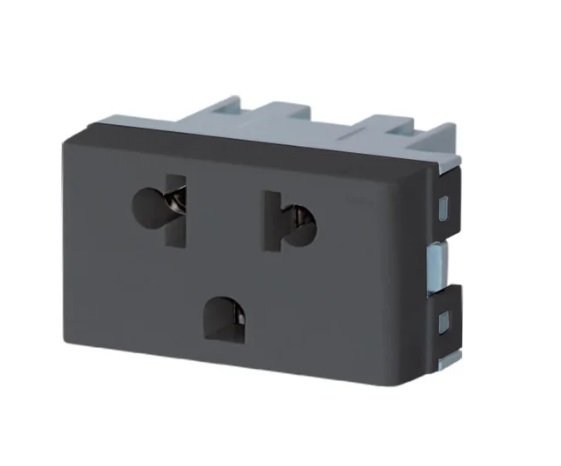 TOMACORRIENTE BIPOLAR+TIERRA 125/250Vca - 15/10A GRIS JL
