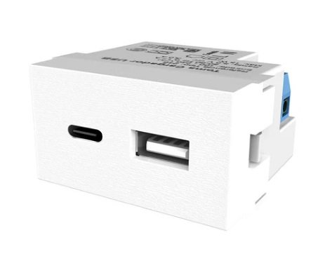 TOMA USB + USB-C DE CARGA 3A BLANCO PLATINUM