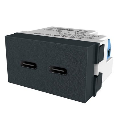 TOMA USB-C DOBLE DE CARGA 3A NEGRO PLATINUM