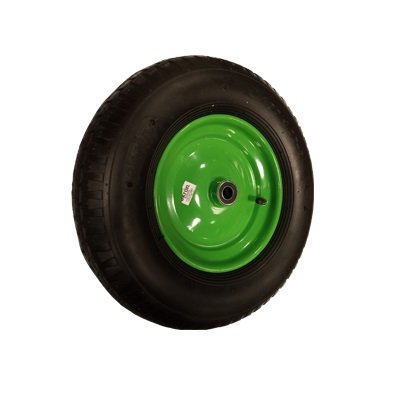 RUEDA LLANTA VERDE NEUMATICA 400X80MM EJE 16MM