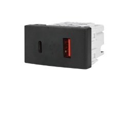 MODULO USB + USB C RAPIDO NEGRO KALOP