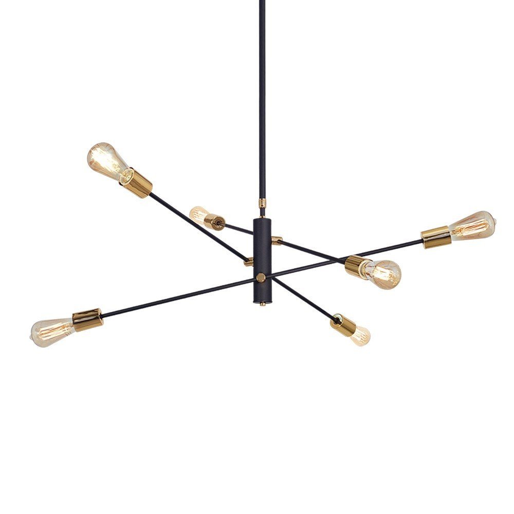ARAÑA NEGRA-ORO VINTAGE 6 LUCES E27