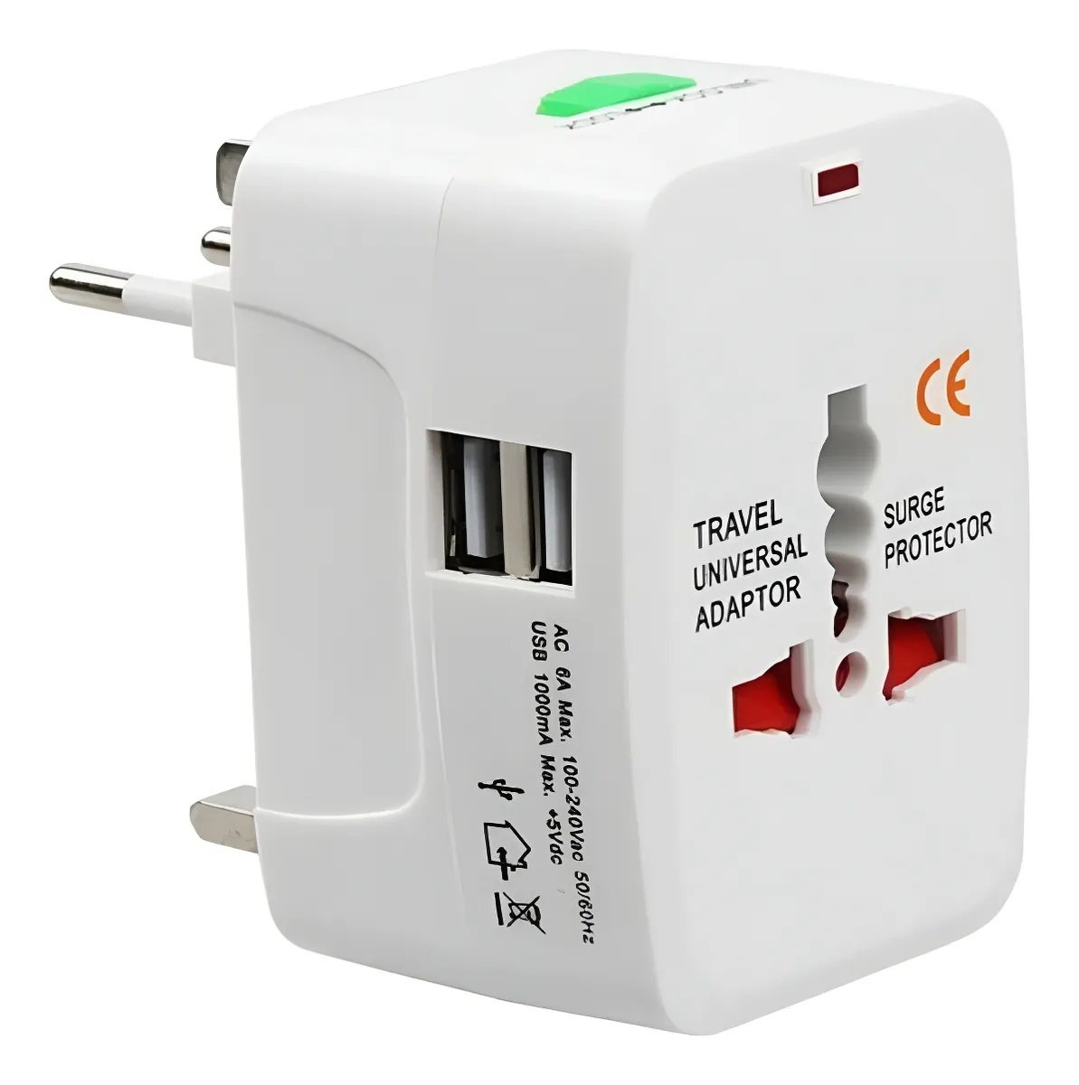 ADAPTADOR UNIVERSAL DE VIAJE C/2 PUERTOS USB TBCIN