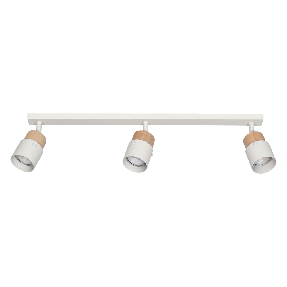 APLIQUE POLONIA 3 LUCES C/BARRAL BLANCO + MADERA