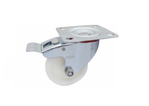 RUEDA BLANCA PP BASE GIRATORIA C/FRENO 100MM
